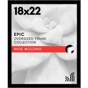 Americanflat 18x22 Picture Frame with Polished Plexiglass - Black Picture Frame - Wide Photo Frames Made of Engineered Wood for Vertical or Horizontal Wall Display - Epic Collection - Black
