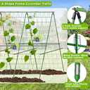 Foldable A-Frame Metal Trellis for Garden - 48"x48" with Climbing Net and Plant Support Clip for Tomato, Grape, Vegetable, Squash, Bean, Flowers