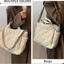Puffer Tote Bag Women Quilted Crossbody Handbag Lattice Padded Puffy Purse Casual Satchel Bag