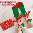 U-Goforst Funny Christmas Socks Magnetic Hand Holding Socks Novelty Crazy Socks White Elephant Gifts for Women Men Couples (One Size, Santa Elf-red_green)