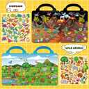 Kalysky 6Set Puffy Sticker Books for Kids 2-4, 3D Reusable Stickers Books for Toddlers 1-3 2-4,Farm+Animal+Dinosaurs+Ocean World+Space+Vehicle
