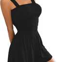 Women Casual Jumpsuits Summer Sleeveless Romper Shoulder Strap Loose Adjustable Stretchy Shorts Rompers with Pockets (Y263 Black, X-Large) (Black, XXL)