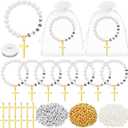 2 x Cunno 2373 Pcs 35 Sets Baptism Favors Bracelet Making Kit DIY Christian Bead Kit Religious Jesus Crafts Recuerdos para Bautizo Gifts for Guests VBS Week Faith Church Sunday Wedding Party Favors