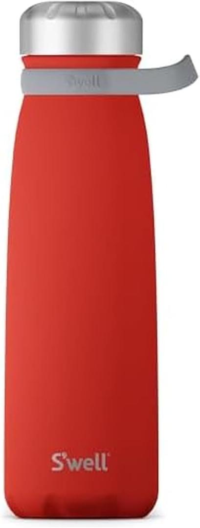 S'well Stainless Steel Traveler With Handle, 40oz, Poppy Red, Triple Layered Vacuum Insulated Containers Keeps Drinks Cold for 60 Hours and Hot for 20, BPA Free, Easy Carrying On the Go