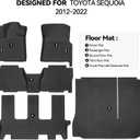 Floor Mats for Toyota Sequoia 2012-2022 (with 2nd Row Bench Seats), Trunk Mat and Backrest Mat All Weather TPE Protector for Toyota Sequoia Accessories (Not for 2nd Row Captain Seats)