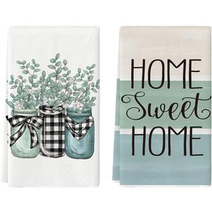 Artoid Mode Plank Vase Eucalyptus Sweet Home Kitchen Towels Dish Towels, 18x26 Inch Seasonal Spring Summer Decoration Hand Towels Set of 2