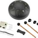 Ethereal Drum Portable Percussion Instrument Hand Drum for Music Enthusiasts Beginner Tongue, Black