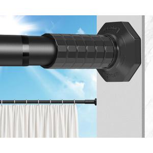 Tension Curtain Rod 51-148In (4.25-12Ft), Long Curtain Rods No Drilling for Window Patio, Heavy Duty Adjustable Shower Curtain Rod for Bathroom, Room Divider, Never Rust, Tool-Free, Black