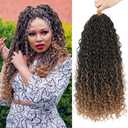 8 Packs Goddess Faux Locs Crochet Hair for Black Women, Goddess Locs Crochet Hair, Boho Style Locs, River Hair with Curly Ends (18Inch, T27#, 8Packs)