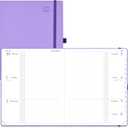 POPRUN Planner 2025-2026 (Large 8.5''x 10.5''), Horizontal Weekly Notebook Jul.2025 - Jun.2026, Academic Appointment Book with Monthly Tabs, Leather Hardcover, Inner Pocket, 100 GSM - Lavender