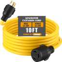 NEMA L6-30 Generator Extension Cord, NEMA L6-30P Male Plug to L6-30R Female Receptacle 3 Prong 30 Amp Generator Locking Power Cord, 3x12 Gauge, 250volt 7500watts Power Cable(10ft)