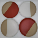 Tabletops Gallery Sedona Appetizer Plates - Set of 4 - Rust And White
