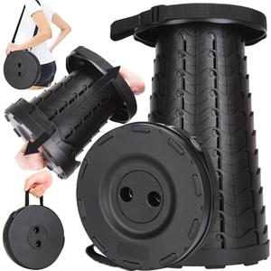 Fishboy Upgraded Collapsible Stool, 400lbs Max Weight, Lightweight But Sturdy, Portable Retractable Folding Telescoping Foldable Camping Stool for Adults Outdoor Fishing Hiking BBQ (Black)