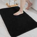 COSY HOMEER Bathroom Rugs Mat 24x36 Absorbent Non-Slip Bath Mat Plush Shaggy Machine Washable Bath Rugs Soft Polyester Bath Mats for Bathroom Floor,Tub and Shower,Black