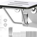 18" Foldable Wall Mounted Fold Down Shower Seat, ADA Compliant Folding Shower Seat with Phenolic Resin Surface No Peeling No Cracking, Triangular Stainless Steel Frame, 420lbs Capacit