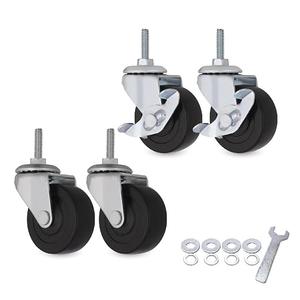 AXL 1/4 inch Threaded Stem Caster Wheels, 2 Inch PVC Swivel Casters, Replacement for Small Trolley, Utility Cart, Shelves, Cabinet – Quiet Rolling & Durable Locking Casters (Pack of 4)