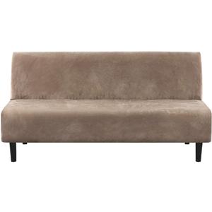 H.VERSAILTEX Real Velvet Futon Cover Armless Sofa Covers Sofa Bed Covers Stretch Futon Couch Cover Sofa Slipcover Furniture Protector Thick Soft Velvet Fabric Form Fitted Stay in Place, Taupe