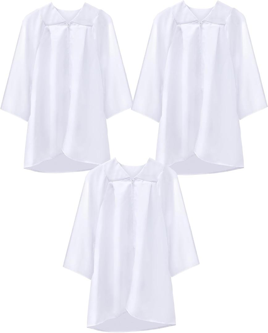 Toulite 3 Pcs Unisex Choir Robes for Kids White Baptism Robes Children for Water Baptism Church Event Pastor Judge Costume