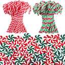 Thyle 120 Pcs Christmas Candy Cane Plastic Candy Decorations Peppermint Ornaments for Christmas Tree Lollipop Craft Decor for Xmas Home Party Supplies(Red, Green, White)