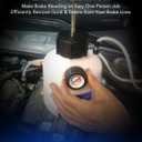 Orion Motor Tech Brake Bleeder Kit, One Person 2.5L Brake Fluid Extractor Compatible with Ford VW BMW More, Brake Pressure Bleeder with 2.6qt Bottle Vacuum Gauge Hose Cap Wrench & European Adapter