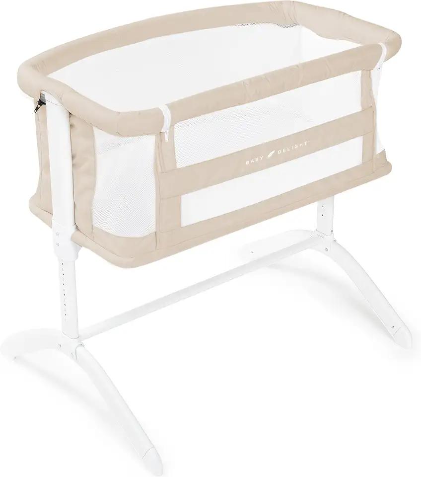 Baby Delight Beside Me Serenity Bassinet | Lightweight Bedside Sleeper & Baby Bassinet | 7-Position Height Adjustment | 100% GOTS Certified Organic Cotton Fabric | Organic Oat