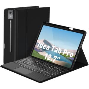 Keyboard Case Touch for Lenovo Idea Tab Pro 12.7" 2025, Bluetooth Keyboard with Trackpad & Twill Cover Case & Adjustable Kickstand & Lighting Keys for Lenovo Idea Tab Pro 12.7 inch