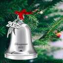 Christmas Bell Ornament Iron Plated Bell Ornament with Red Ribbon Perfect Annual Christmas Tree Decoration 2025 (Silver