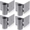 Dock Pipe Brackets Sleeve Holder Side Leg Mount for Floating Docks, 5x5 Inch Backer Plate Grey Galvanized Steel, 2.1 Inch Inner Diameter, 4 Pack