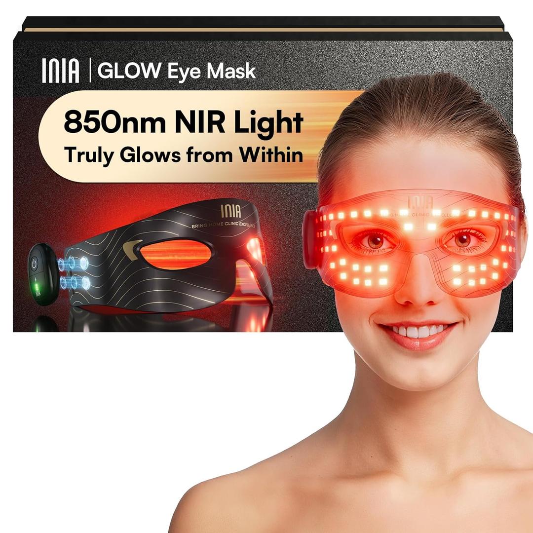 INIA Red Light Therapy Eye Mask for Under Eye Treatment & Rejuvenation - Skincare Device for Dark Circles, Wrinkles, Forehead Lines, Crow's Feet
