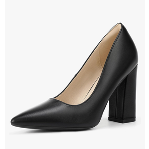 IDIFU IN4 Women's Pumps - Closed Toe Heels with Chunky Block Heels - Thick Pointed Toe Dress Shoes for Women - Wedding, Prom, Bridal, Office, Business - Comfortable, Formal, Fashion, Classic Pumps, Size 9.5