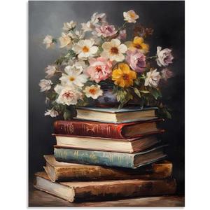 Stamped Cross Stitch Kits for Adults - Book Flower Embroidery Kits for Beginners Adults,11 CT Patterns Dimensions Counted Cross Stitch Kits for Adults Arts Craft 12x16 inch