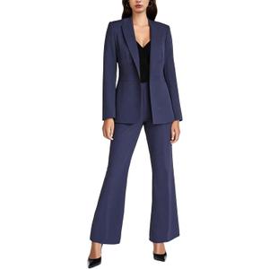 Agenlulu Women's 2 Piece Suits Business Casual Outfits Long Sleeve Solid Blazer Pantsuits Professional Office Work Sets (Large, Navy Blue)