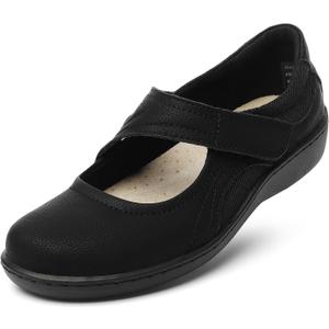 Oviaric Women's Classic Comfort Mary Jane Flats Fashion Casual Dress Shoes Cute Closed Toe Slip On Lightweight Breathable Walking Shoes (8, Black)