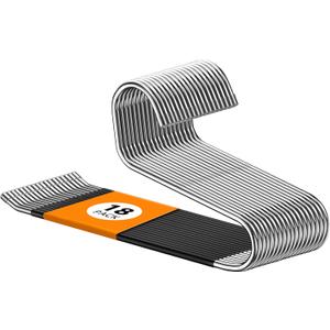 18 Pack Space Saving Open Ended Metal Pant Hangers, Non Slip Jean Hangers for Men and Women, Closet Storage Organizer for Clothes Leggings Slacks Trouser Ties (Black)