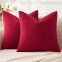 MIULEE Red Couch Pillow Covers 18x18 Inch, Set of 2 Soft Chenille Decorative Square Throw Pillow Covers Farmhouse for Sofa Living Room Bed