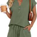 LILLUSORY Womens 2 Piece Summer Short Sets 2026 Vacation Spring Beach Matching Airport Travel Outfits Lounge Wear Sweat Suits Army Green XL