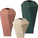 Decorative Ceramic Square Twisted Centerpiece Table Vase Set of 3, Green Large, Pink Medium, and Beige Small