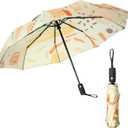 Mr. Pen- Windproof Travel Umbrella, Small Water-Resistant Automatic Folding Umbrella for Rain and Sun, Light, Compact and Portable for Women & Men, Fits Car & Backpack (Abstract Art)