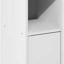 Furinno Fulda Bathroom Storage Cabinet, 5-Tier Bathroom Cabinet, Narrow Cabinet with Door and Adjustable Shelves, 32H, for Small Spaces, Bathroom, Living Room, Entryway, White