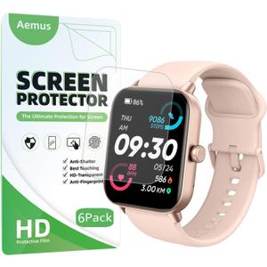 Screen Protector For IDW13 / IDW15 / IDW19 Smart Watch 1.8" (6 PACK) Full Coverage Clear TPU Film Compatible for aeac/Fitpolo/Quican SmartWatch
