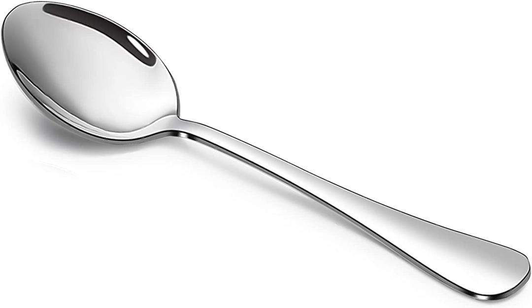 SANTUO Stainless Steel Dinner Spoon Set, 12 Piece 7.3" Silverware, Table Soup Spoons, Mirror Finish, Dishwasher Safe (7.3Inch)