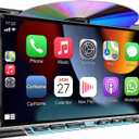 Double Din car Stereo with CD/DVD Player- CarPlay & Android Auto, Car Audio with Bluetooth, 7 Inch HD Touchscreen, Rear Camera, USB/TF/AUX, AM/FM, Subwoofer Radio Receiver
