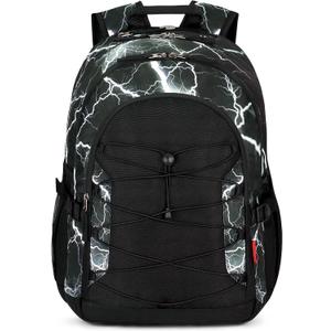 Choco Mocha Backpack for Boys, Lighting School Backpack for Teen Boys Kids Large Bookbag 18 Inch, Black