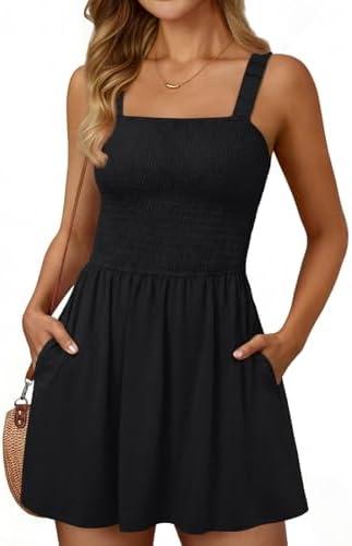 LILLUSORY Womens Short Summer Dress Mini Sundress Beach Vacation Spring Sleeveless Dresses 2026 Casual Outfits Cute Clothes, S