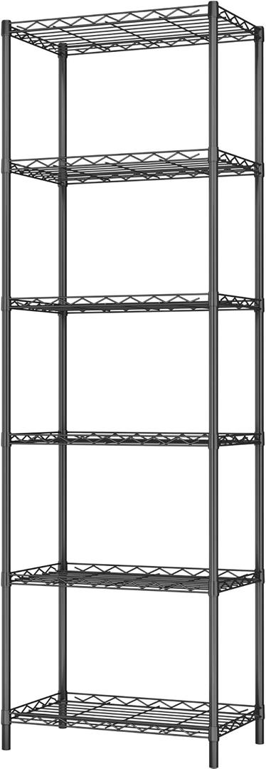 HOMEFORT 6-Tier Storage Shelves, Heavy Duty Metal Storage Rack, Wire Shelving Unit Organizer Rack for for Pantry Closet Kitchen Laundry (21”Wx11.4”Dx67”H,Black)