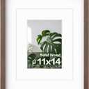 Egofine 11x14 Picture Frame Made of Solid Wood with Plexiglass, Display Pictures 5x7/8x10 with Mat or 11x14 Without Mat for Tabletop and Wall Mounting, Rustic Brown