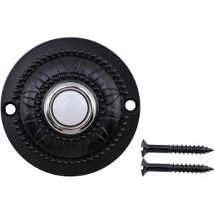 Geesatis Round Metal Doorbell Push Button,Doorbell Button Wired Replacement,Copper Doorbell,Weathered Black,1 Pack