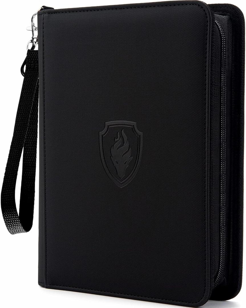 Premium 4 Pocket Zip Card Binder, Trading Card Binder for 320 Cards, Portable PU Card Collection Binder, Collector Card Album Folder for MTG, TCG, Sports Cards, Game Cards (Black) (4 Pocket - 10.2" x 7.5")