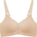 OEAK Womens Wireless Jelly Bra Plus Size Supportive Seamless Bras Full Coverage Push Up Comfortable No Underwire Tshirt Bras (X-Large, Creamy Beige)