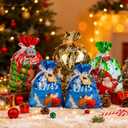 PINWATT 30 Pack Christmas Gift Bags Reusable Plastic with Ribbon Ties, Assorted Sizes (5S/5M/10L/10XL), Santa Holiday Bags for Kids Toys Large Gifts & Goodie Supplies